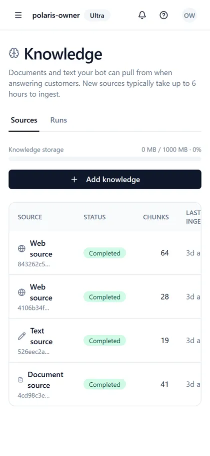 The Polaris knowledge base on a phone