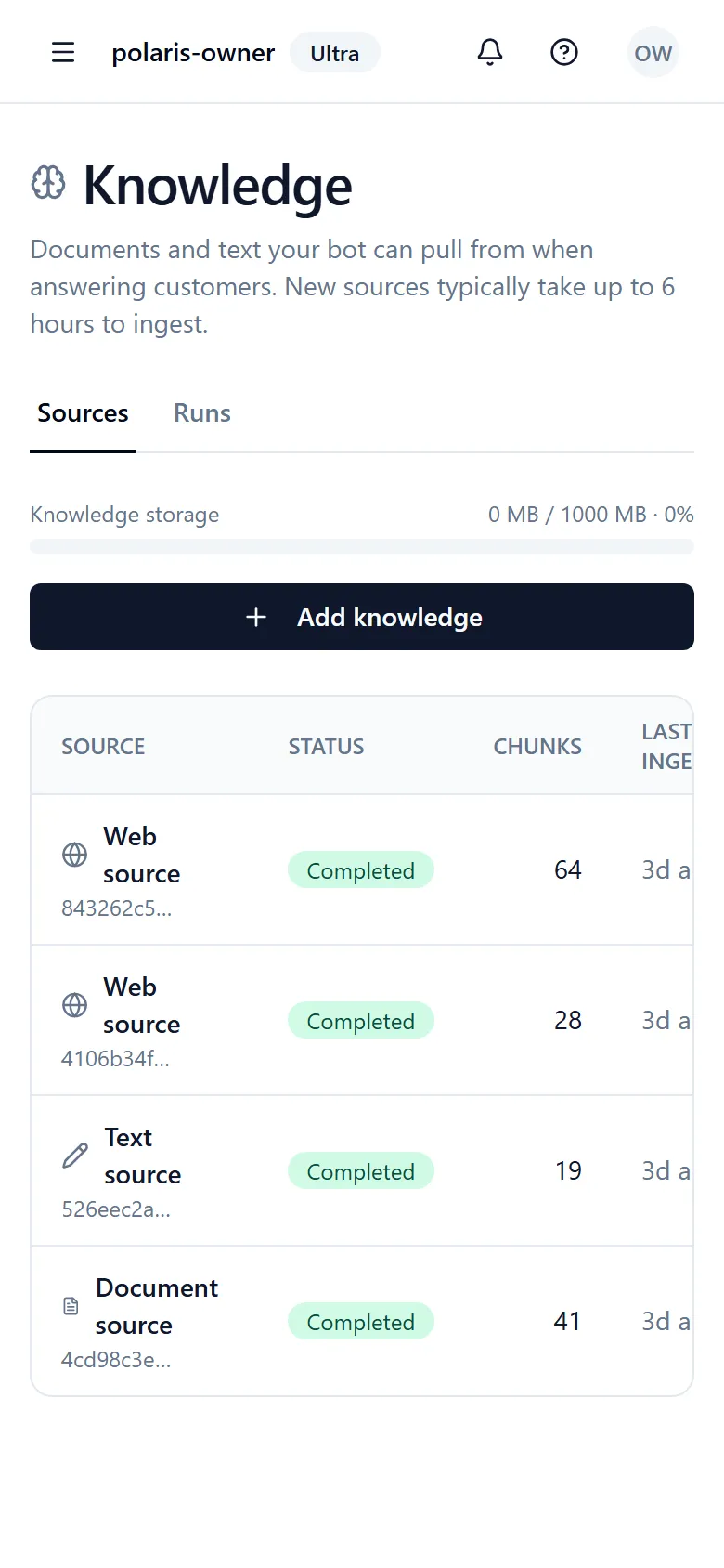The Polaris knowledge base on a phone