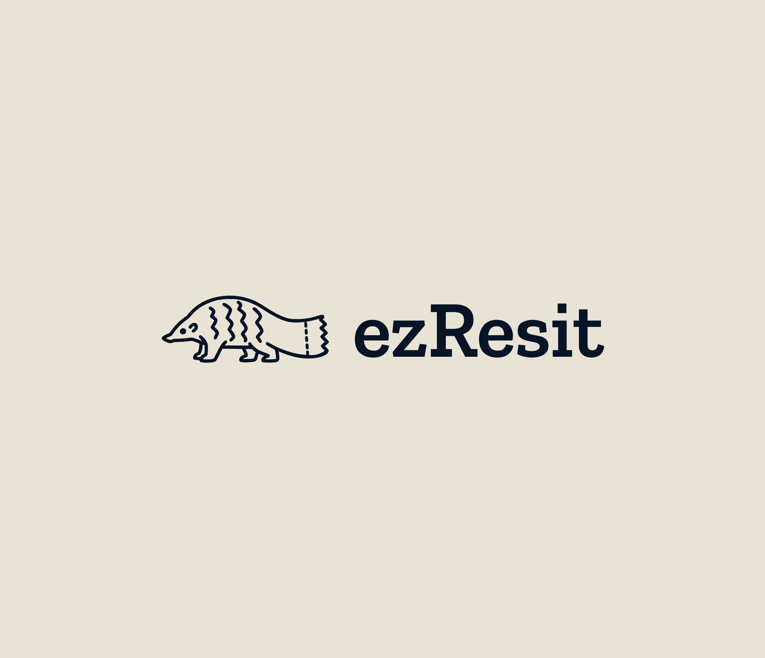 The ezResit logo: a folded-paper pangolin beside the navy wordmark